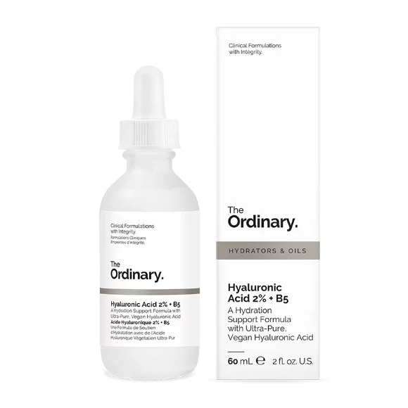 Serum The Ordinary Hyaluronic Acid 2% +B5 Dưỡng ẩm, cấp nước, làm dịu da do kích ứng, se lỗ chân lông. Hyaluronic Acid 2% +B5 là serum water-based (nền nước) với hyaluronic acid và vitamin B5. Sản phẩm này cung cấp dưỡng ẩm cho da, tạo cho làn da một vẻ mịn màng, dẻo dai, căng mọng bằng cách bổ sung độ ẩm cho các lớp da. Sản phẩm này đặc biệt hiệu quả cho làn da thiếu nước, cả da khô lẫn da dầu.