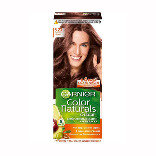 Nhuộm tóc Garnier Cream Color Naturals lâu trôi, có dưỡng, 5.23, Hạt dẻ cay, 110ml