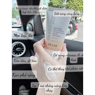 Kem chống nắng phổ rộng dưỡng trắng nâng tone da relab
