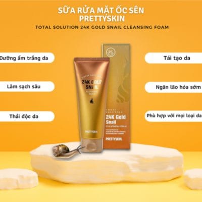 Sữa rửa mặt Ốc Sên Prettyskin Total Solution 24K Gold Snail Cleansing Foam 150ml