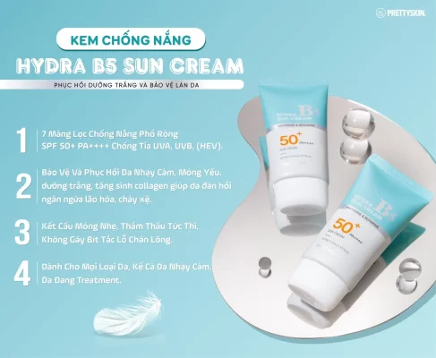 Kem chống nắng Pretty Skin Hydra B5 Exosome Treatment Sun Cream xanh nhạt