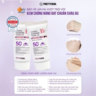 Kem Chống Nắng Prettyskin Hiệu Chỉnh Tone Da Hydra B5 Exosome Tone Up 50ml