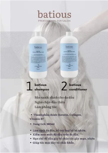 Cặp Gội Xả Batious Extra Volume 960ml – Giảm Dầu Thừa, Cho Tóc Bồng Bềnh & Mềm Mượt - Ảnh 2