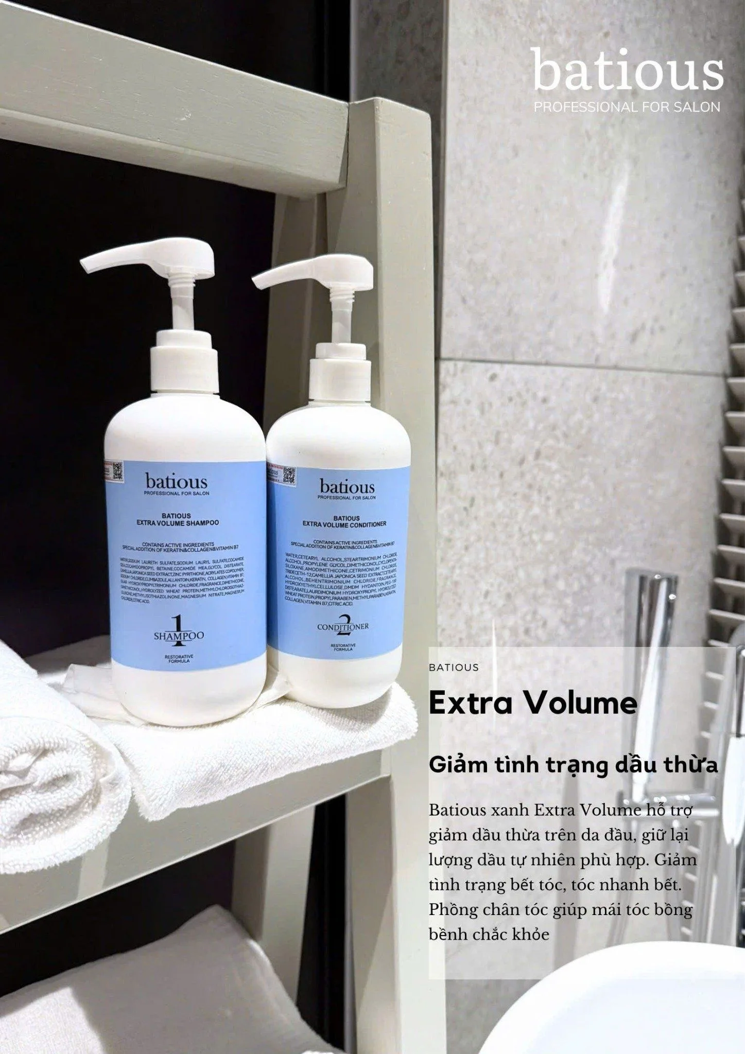 Bộ Dầu Gội & Xả Batious Extra Volume 500ml – Hỗ trợ giảm dầu thừa, giữ tóc bồng bềnh - Ảnh 2