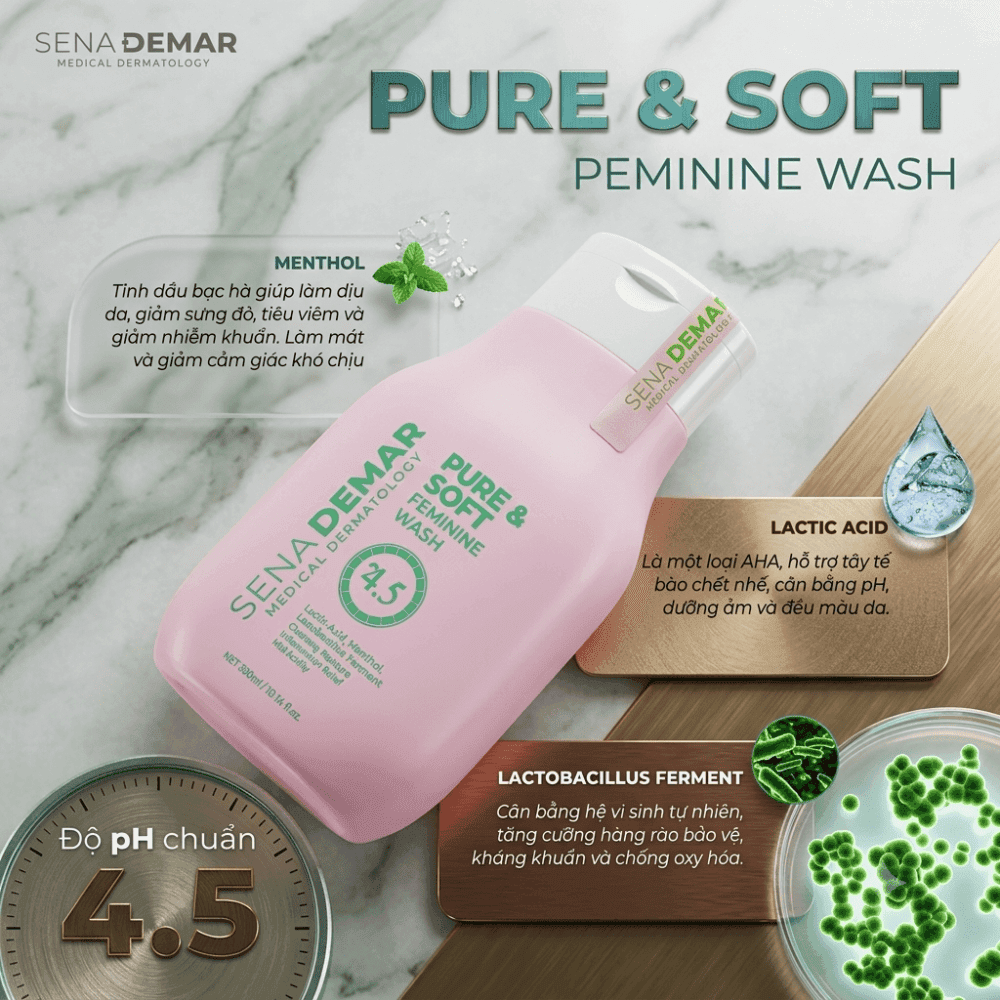 Dung Dịch Vệ Sinh Phụ Nữ Senademar Pure & Soft Feminine Wash 300ml Hàn Quốc - Ảnh 3