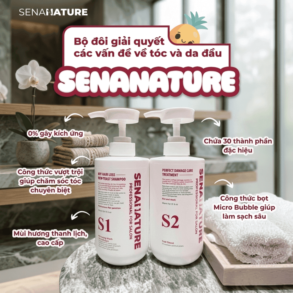Cặp Dầu Gội Sena Nature 500ml Chính Hãng: Phục Hồi Tóc Hư Tổn - Ảnh 2