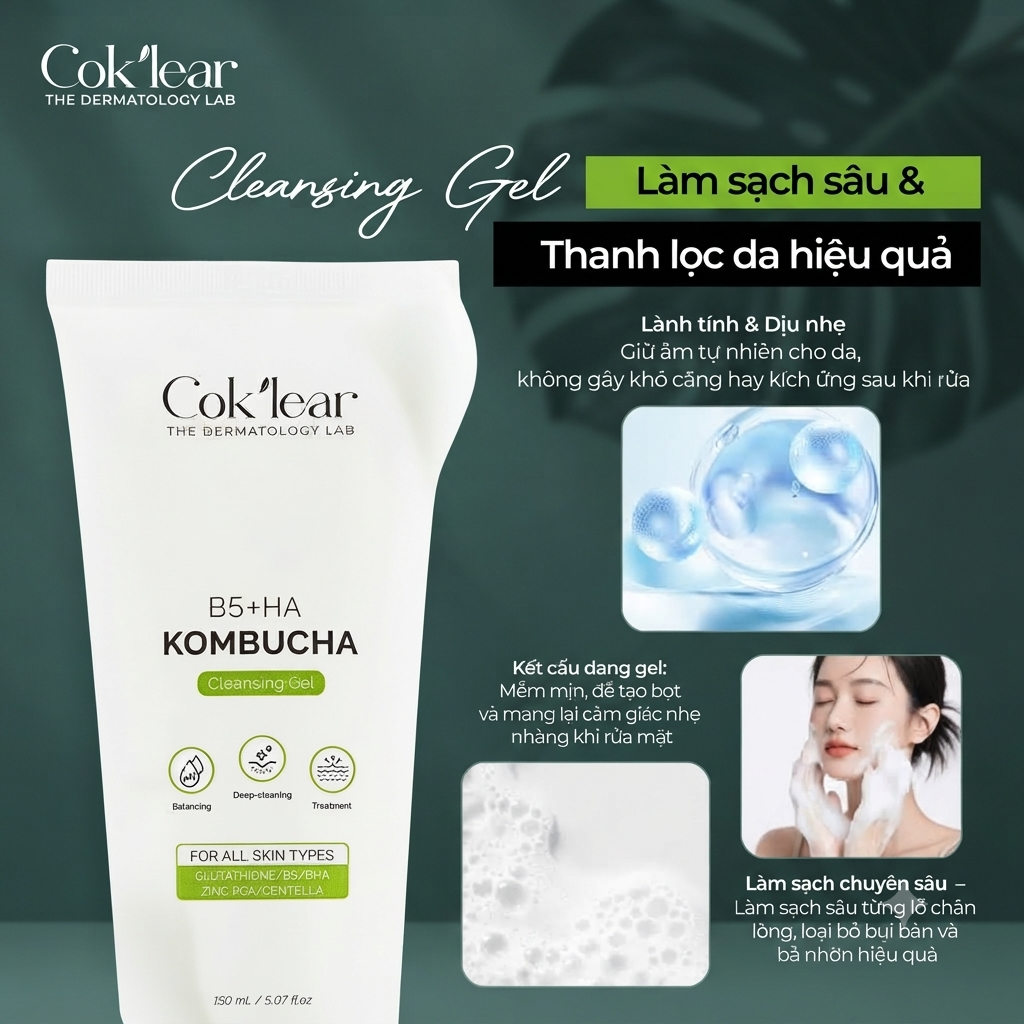 Sữa Rửa Mặt CoK’lear B5 HA Kombucha: Sạch Sâu, Phục Hồi Da Hiệu Quả - Ảnh 3