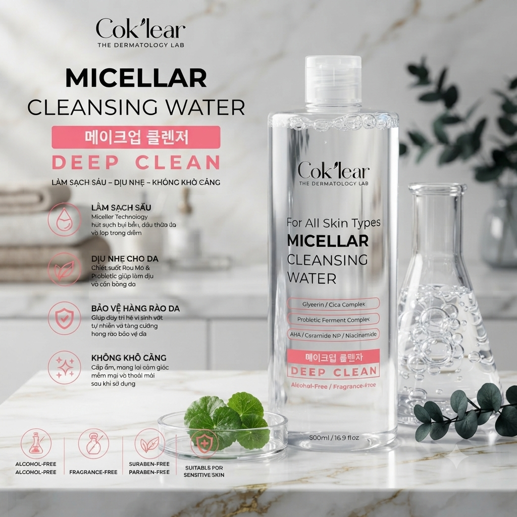 Nước Tẩy Trang Làm Sạch Dịu Nhẹ COK'CLEAR (500ml) - Ảnh 3