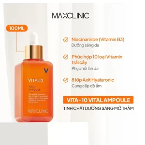 Serum Maxclinic Vita-10 Vital Ampoule 100ml – Dưỡng Sáng, Cấp Ẩm Cho Da